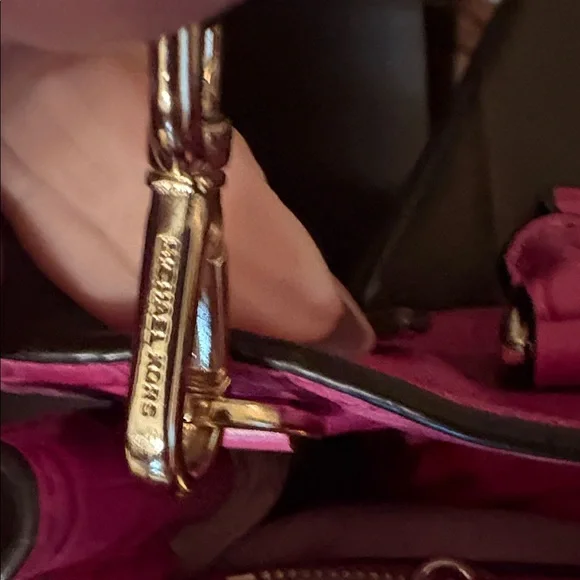 Michael Kors Dillon Fuchsia Crocodile-Embossed Satchel - Picture 5 of 13